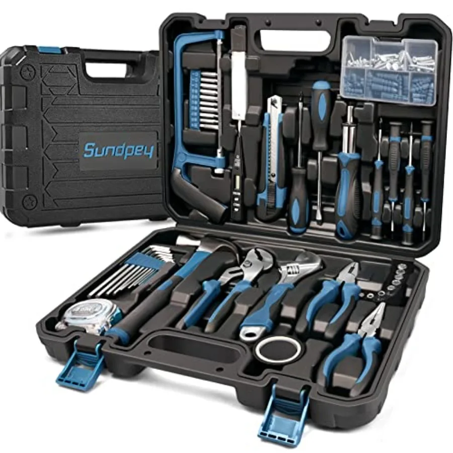 Sundpey Home Tool Kit 148-Pcs - Household Basic portable Hand Repair Tool Set with Case and Ratcheting Screwdriver and Hex Key
Sundpey Home Tool Kit 148-Pcs - Household Basic portable Hand Repair Tool Set with Case and Ratcheting Screwdriver and Hex Key
