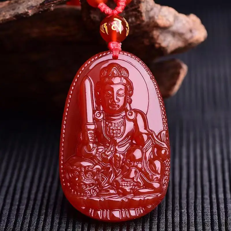 Manjushri Bodhisattva Pendant for Zodiac Sign of the Rabbit, Red Agate Guardian Deity
Manjushri Bodhisattva Pendant for Zodiac Sign of the Rabbit, Red Agate Guardian Deity