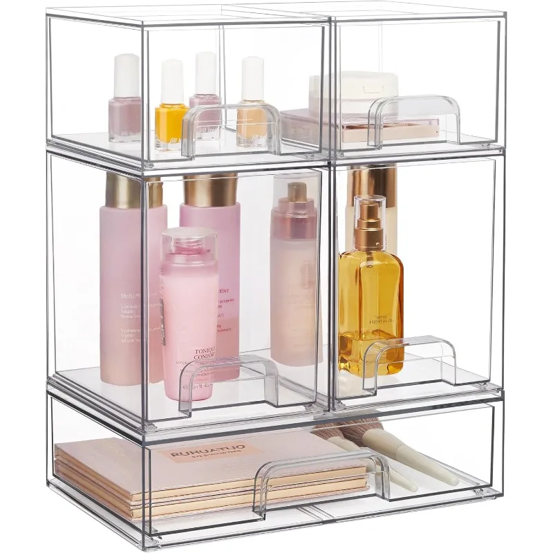 Stackable Storage Drawers Set of 5, Clear Plastic Organizer Bins for Beauty Supplies,Ideal for Vanity, Bathroom,Cabinet
Stackable Storage Drawers Set of 5, Clear Plastic Organizer Bins for Beauty Supplies,Ideal for Vanity, Bathroom,Cabinet