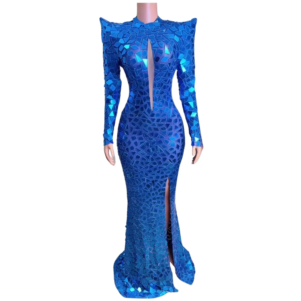 Womens Long Train Mirror Costumes Female Dress Blue Red Gold Silver Color For Christmas Party Celebration
Womens Long Train Mirror Costumes Female Dress Blue Red Gold Silver Color For Christmas Party Celebration