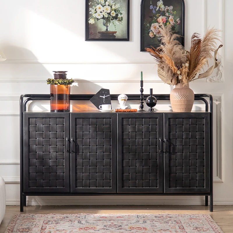 Side cabinet Double-layer solid wood black cabinet Multi-layer locker Against Rattan woven surface Retro entrance
Side cabinet Double-layer solid wood black cabinet Multi-layer locker Against Rattan woven surface Retro entrance