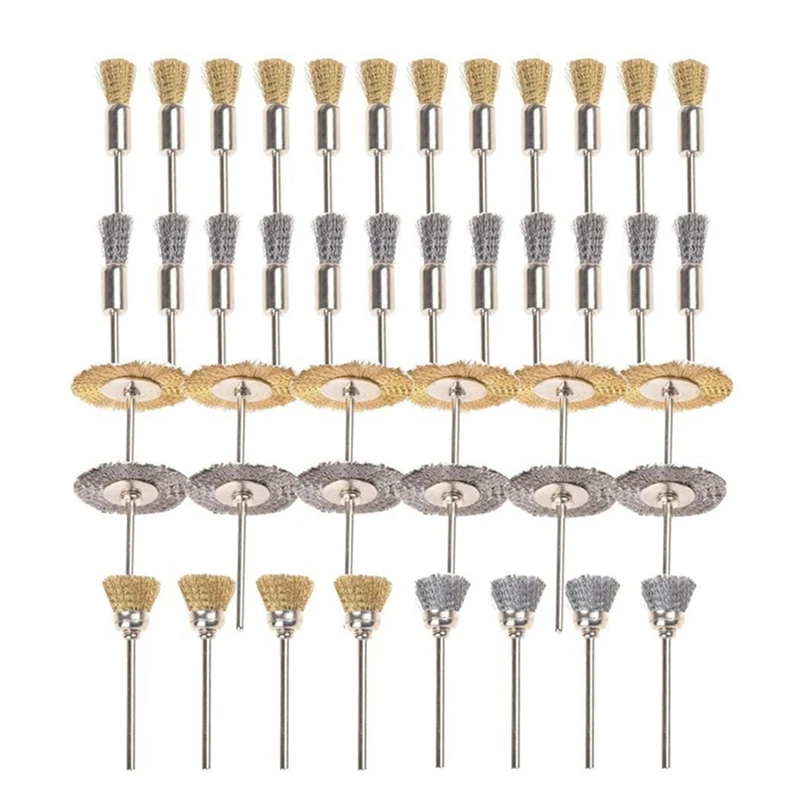44 Pieces Mini Wire Brush Wheel Cup Brass Steel Wire Brush Set 1/8 Inch Shank For Power Rotary Tools Polishing
44 Pieces Mini Wire Brush Wheel Cup Brass Steel Wire Brush Set 1/8 Inch Shank For Power Rotary Tools Polishing