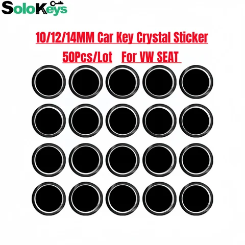 50Pcs/Lot SOLOKEYS 10MM 12MM 14MM For Volkswagen VW SEAT Car Remote Key Crystal LOGO Sticker