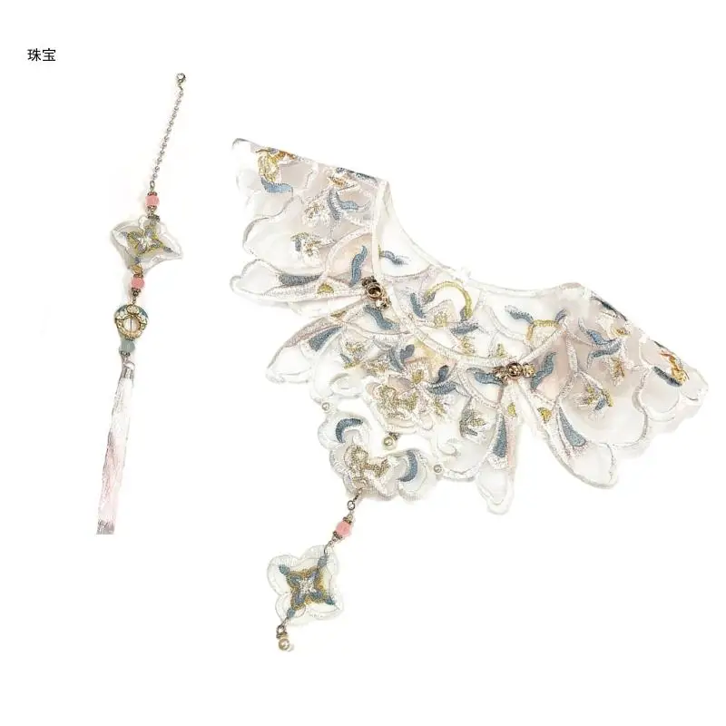 X5QE Sewing Patchwork False Collar Chinese Vintage Embroidered Cloud Shoulder Scarf
X5QE Sewing Patchwork False Collar Chinese Vintage Embroidered Cloud Shoulder Scarf