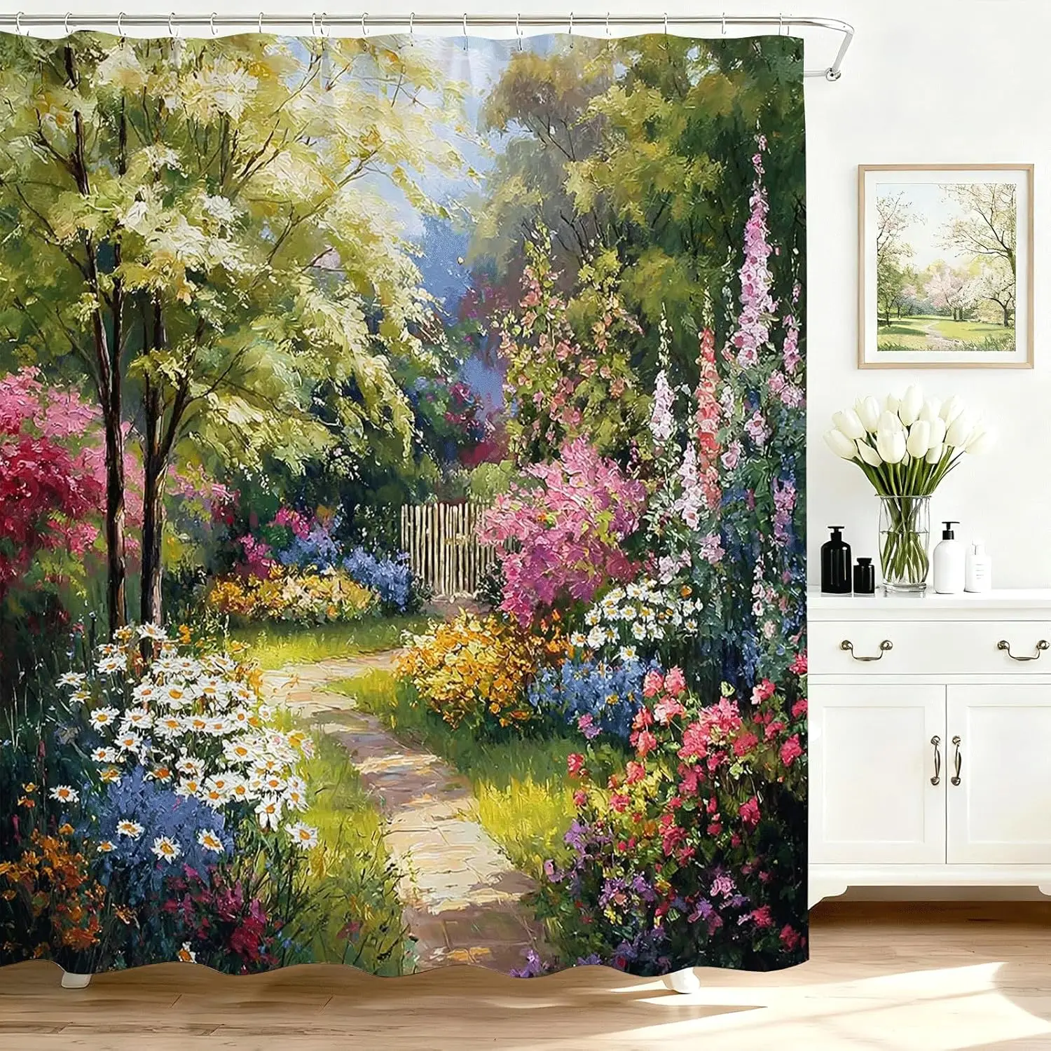 Spring Shower Curtain for Bathroom Nature Garden Floral Shower Curtain for Spring Floral Bathroom Deocr Waterproof Fabric Rustic
Spring Shower Curtain for Bathroom Nature Garden Floral Shower Curtain for Spring Floral Bathroom Deocr Waterproof Fabric Rustic