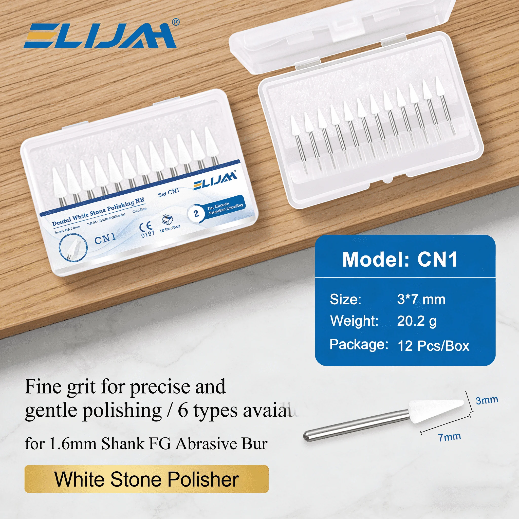 ELIJAH 12 шт./5 коробок, зубные полировочные насадки из белого камня (пламенная/коническая/круглая) для стержня 1,6 мм, абразивные фрезы FG для фарфоровых коронок и композитных материалов
ELIJAH 12 шт./5 коробок, зубные полировочные насадки из белого камня (пламенная/коническая/круглая) для стержня 1,6 мм, абразивные фрезы FG для фарфоровых коронок и композитных материалов