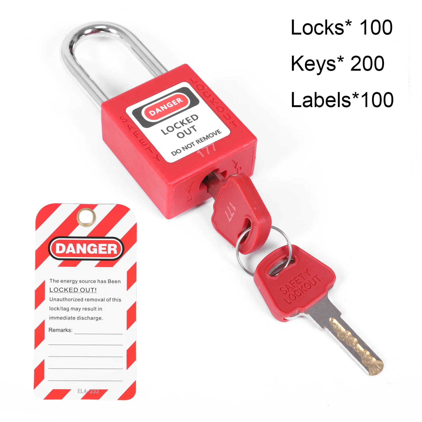 100 Pcs Keyed Differently Lock Out Tag Out with 100 Tags Electrical Lockout Tagout Kit for Electrical Applications
100 Pcs Keyed Differently Lock Out Tag Out with 100 Tags Electrical Lockout Tagout Kit for Electrical Applications
