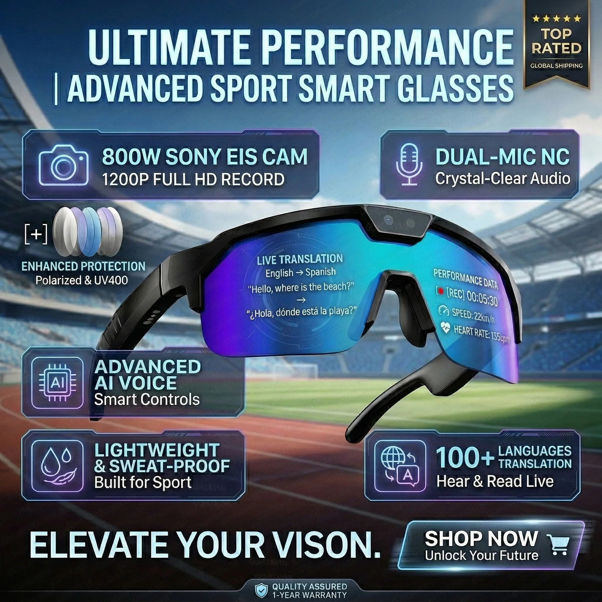 Новые поляризационные смарт-очки 2026 года с HD-видеокамерой 1200P, фотоаппаратом 30 МП, музыкой и аудио, с функцией перевода на 100+ языков для рыбалки и туризма
Новые поляризационные смарт-очки 2026 года с HD-видеокамерой 1200P, фотоаппаратом 30 МП, музыкой и аудио, с функцией перевода на 100+ языков для рыбалки и туризма