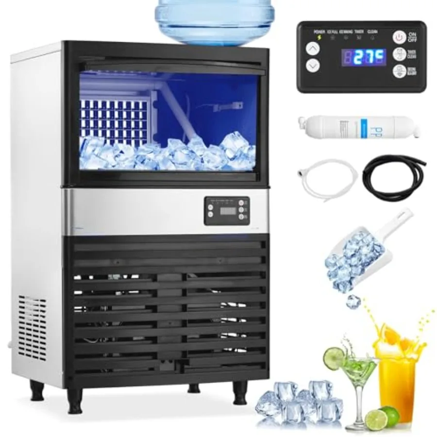 Commercial Ice Maker Machine for Restaurant Home Bar Coffee Shop, Stainless Steel, Blue, 120LBS/24H Output with 35LBS Storage a
Commercial Ice Maker Machine for Restaurant Home Bar Coffee Shop, Stainless Steel, Blue, 120LBS/24H Output with 35LBS Storage a