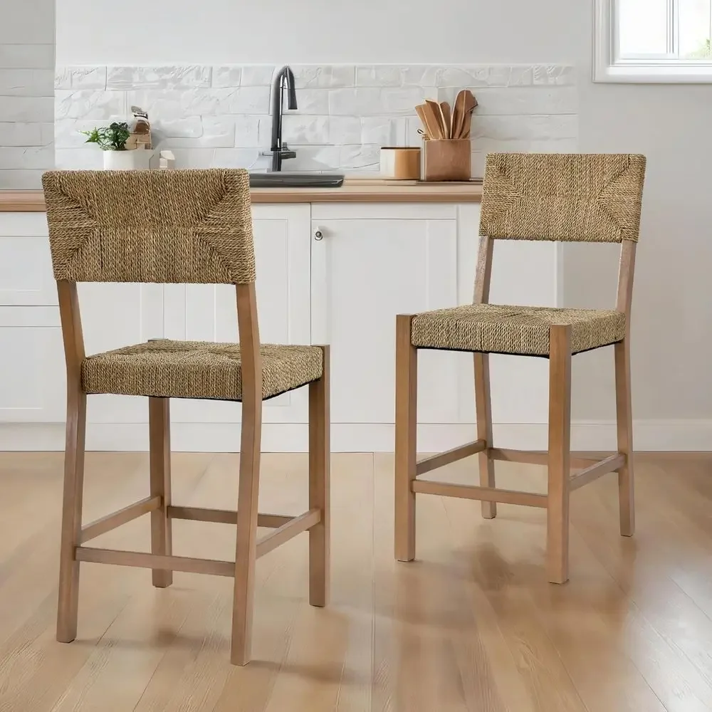 Set of 2, 24'' Seagrass Woven Counter Stools, Solid Wood Legs, for Home Bar or Kitchen Island Dining
Set of 2, 24'' Seagrass Woven Counter Stools, Solid Wood Legs, for Home Bar or Kitchen Island Dining
