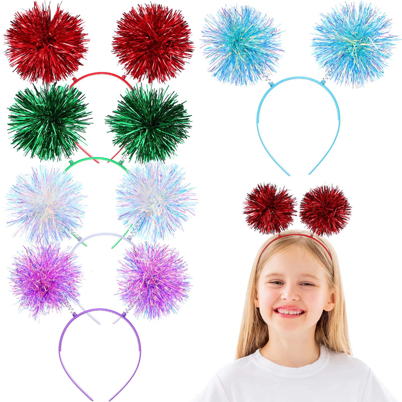 5 pcs Pom Headbands Glitter Tinsel Hairball Boppers Multicolor Comfortable Party Headdress Party Wedding Accessories
5 pcs Pom Headbands Glitter Tinsel Hairball Boppers Multicolor Comfortable Party Headdress Party Wedding Accessories