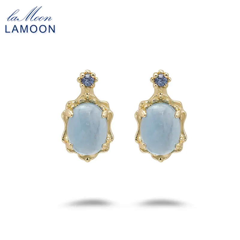 LAMOON Vintage Exquisite Small Gemstone Stud earrings For Women Natural Aquamarine 925 Sterling Silver Gold Plated Fine Jewelry
LAMOON Vintage Exquisite Small Gemstone Stud earrings For Women Natural Aquamarine 925 Sterling Silver Gold Plated Fine Jewelry