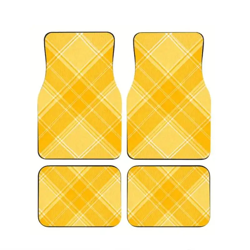 4Pcs Yellow White Argyle Plaid Car Floor Mats Bright Diagonal Tartan Anti-Slip Durable Carpet Car Interior Accessories For SUV
4Pcs Yellow White Argyle Plaid Car Floor Mats Bright Diagonal Tartan Anti-Slip Durable Carpet Car Interior Accessories For SUV