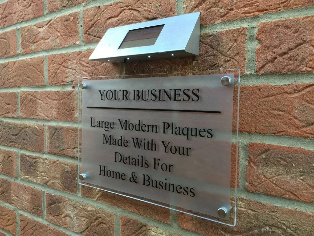 Customized SOLAR POWERED LED BUSINESS / COMMERCIAL SIGN PLAQUE GLASS 5CM ACRYLIC HOUSE NUMBER
Customized SOLAR POWERED LED BUSINESS / COMMERCIAL SIGN PLAQUE GLASS 5CM ACRYLIC HOUSE NUMBER