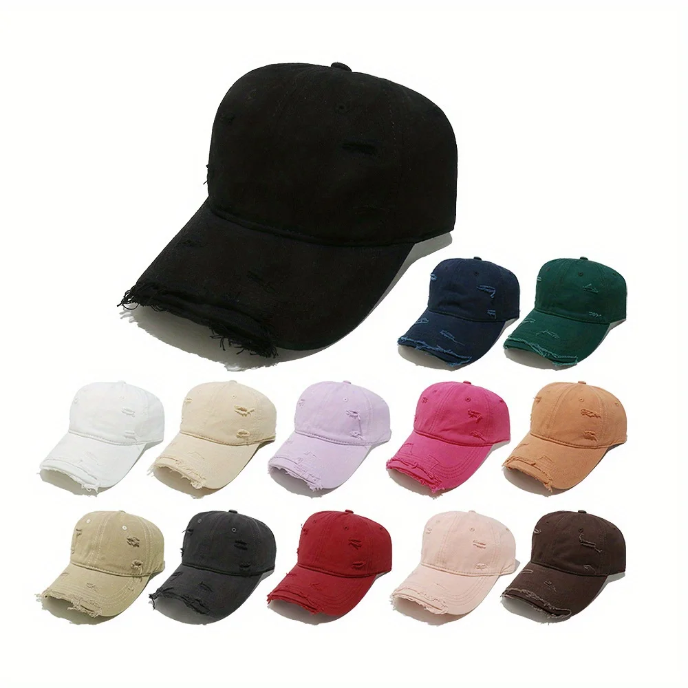 Vintage Distressed Baseball Cap Women's Hip Hop Sun Hat Soft Top Curved Brim Broken Detail Outdoor Daily Headwear
Vintage Distressed Baseball Cap Women's Hip Hop Sun Hat Soft Top Curved Brim Broken Detail Outdoor Daily Headwear