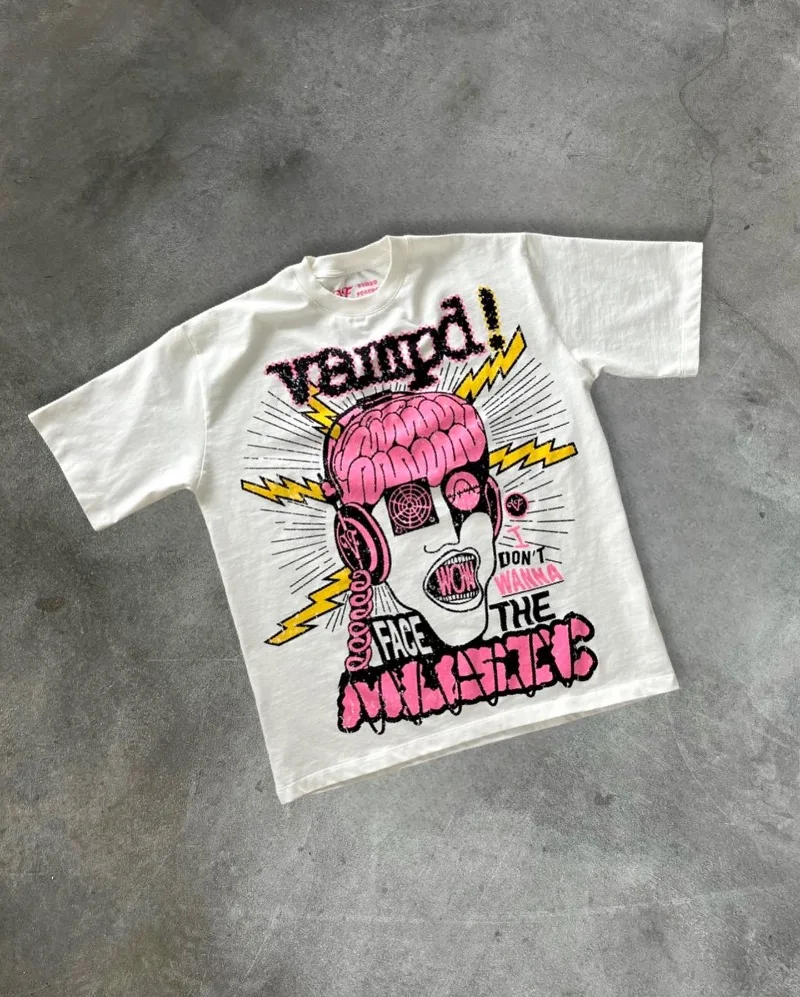 American street cartoon letters printed T-shirt women Gothic Harajuku round neck short sleeve casual fashion couple loose shirt
American street cartoon letters printed T-shirt women Gothic Harajuku round neck short sleeve casual fashion couple loose shirt