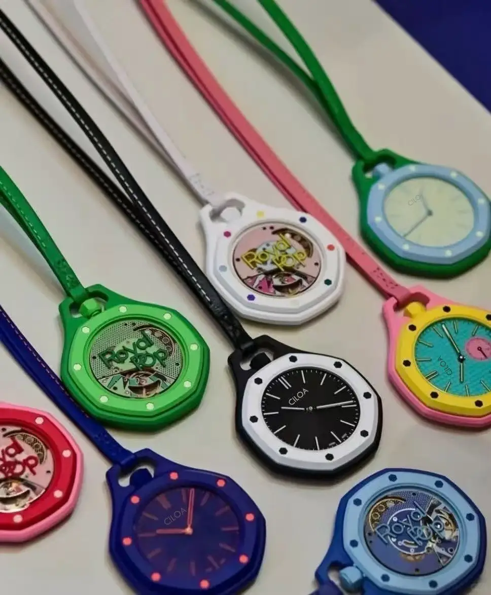 CILOA Candy Color Hanging Pocket Watch Necklace, Multiple Color Options, Textured Dial Leather Strap Unisex Jewelry Watch
CILOA Candy Color Hanging Pocket Watch Necklace, Multiple Color Options, Textured Dial Leather Strap Unisex Jewelry Watch