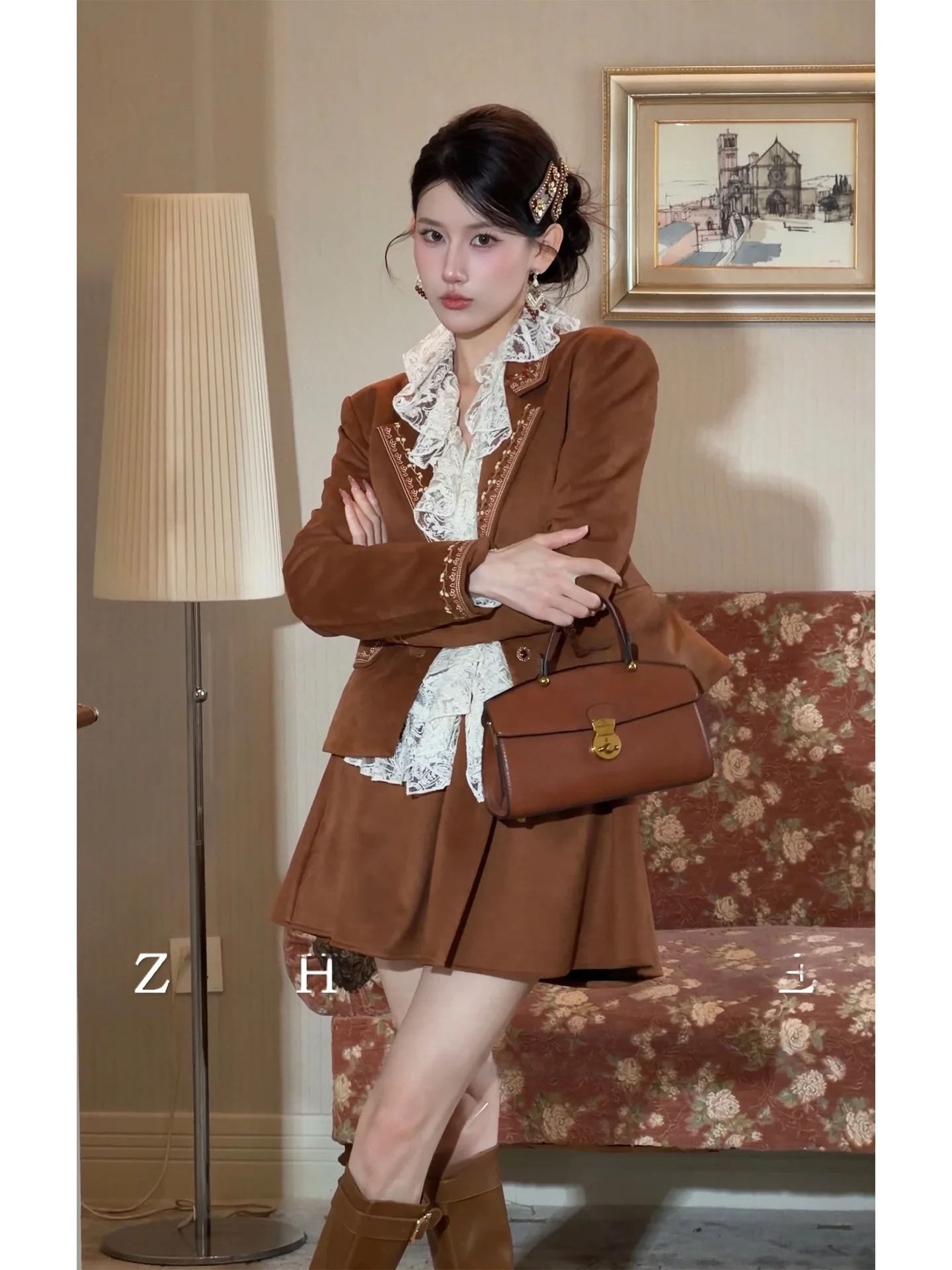 Retro Suede ort down Jaet Women's Cotton Lace Top f Skirt Fourteen-line Poem by Wuyan heluxury Faion Ladies' Clothing
Retro Suede ort down Jaet Women's Cotton Lace Top f Skirt Fourteen-line Poem by Wuyan heluxury Faion Ladies' Clothing