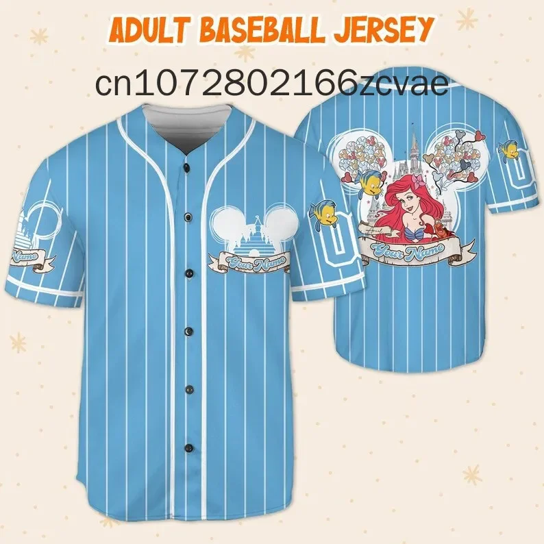 Free Custom Disney The Little Mermaid Baseball Jersey Street Fashion Men's and Women's Children's Short sleeved Baseball Shirt
Free Custom Disney The Little Mermaid Baseball Jersey Street Fashion Men's and Women's Children's Short sleeved Baseball Shirt