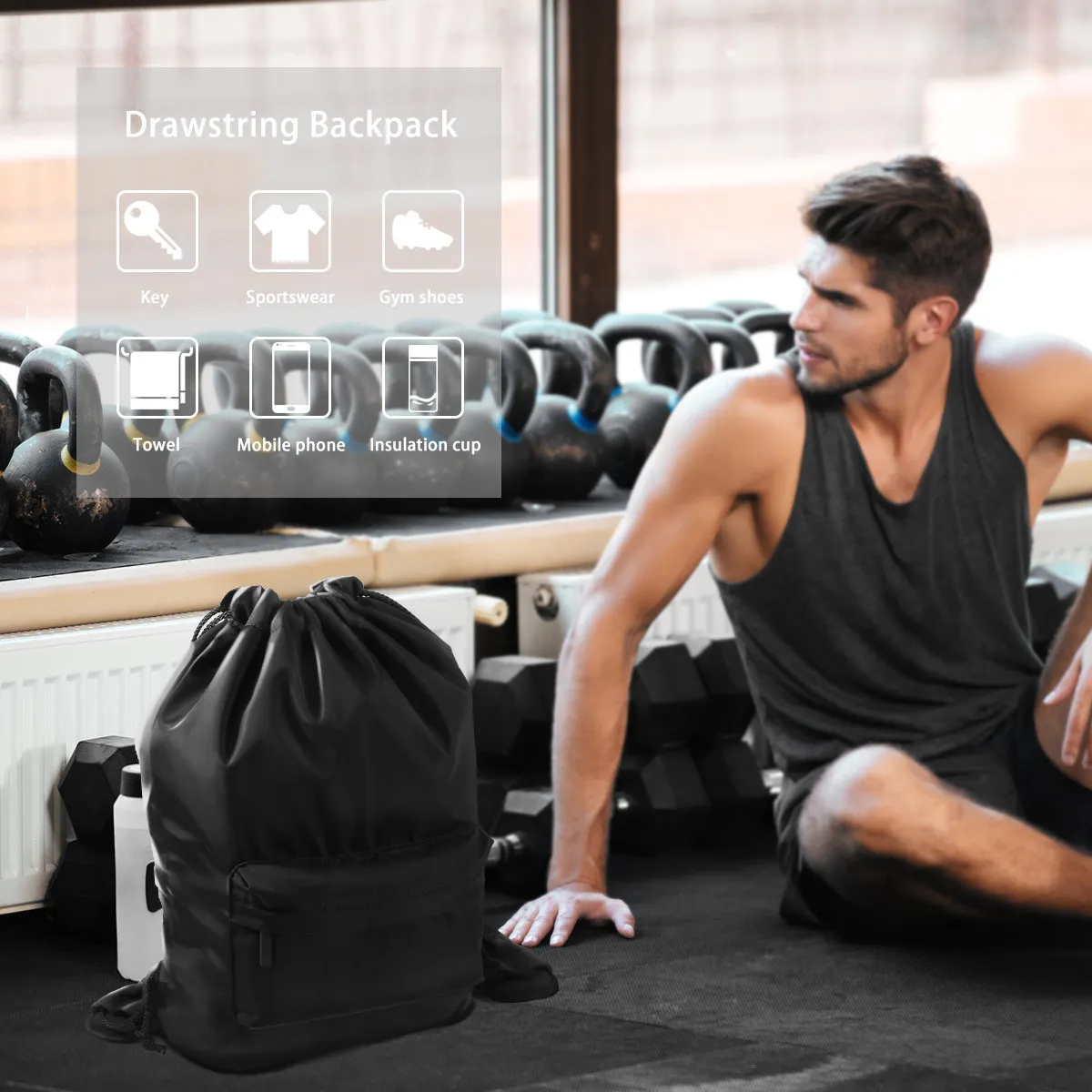 Gym Bag for Men Drawstring Tote Drawsting Backpack Baseball Bags Athletic Black
Gym Bag for Men Drawstring Tote Drawsting Backpack Baseball Bags Athletic Black