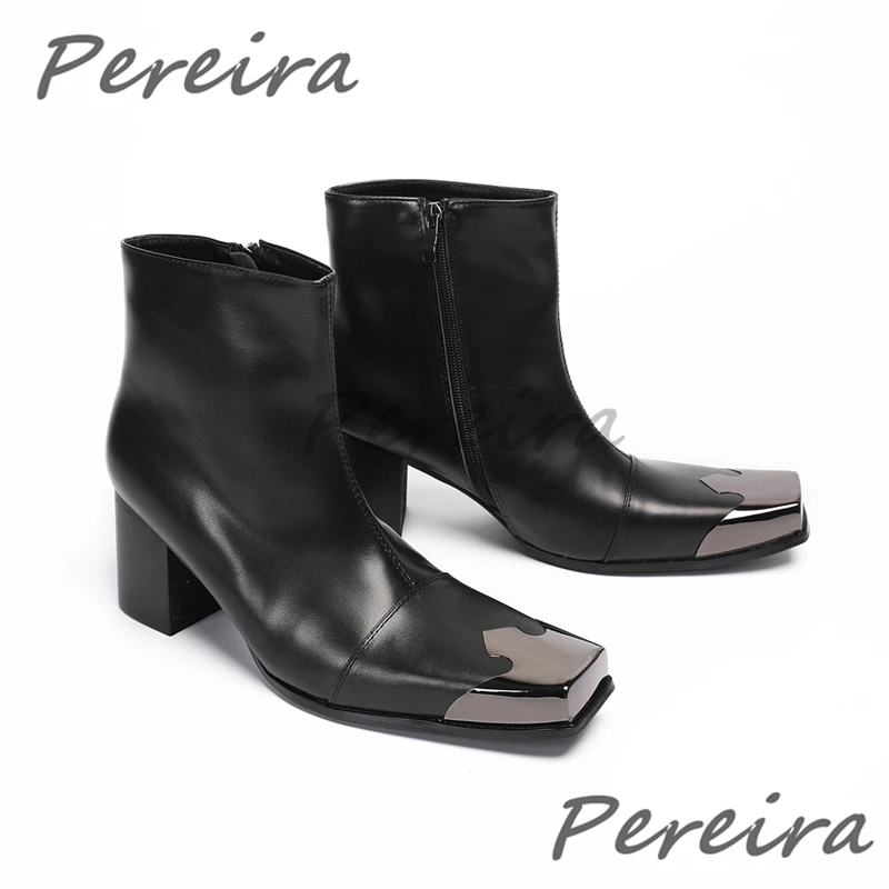 Men's Black Leather High Heel Ankle Boots Party Wedding Handmade Formal Shoes Metal Square Toe Cowhide Zipper Chelsea Boots
Men's Black Leather High Heel Ankle Boots Party Wedding Handmade Formal Shoes Metal Square Toe Cowhide Zipper Chelsea Boots