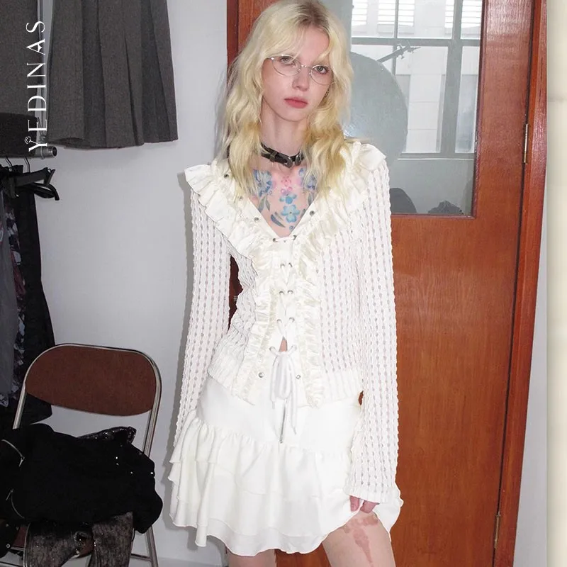 Yedinas Spring 2024 Lace Up Shirt Women Long Sleeve V Neck Korean Fashion Fairycore Style Blouses Ladies Tops Y2k Blousa Chic
Yedinas Spring 2024 Lace Up Shirt Women Long Sleeve V Neck Korean Fashion Fairycore Style Blouses Ladies Tops Y2k Blousa Chic
