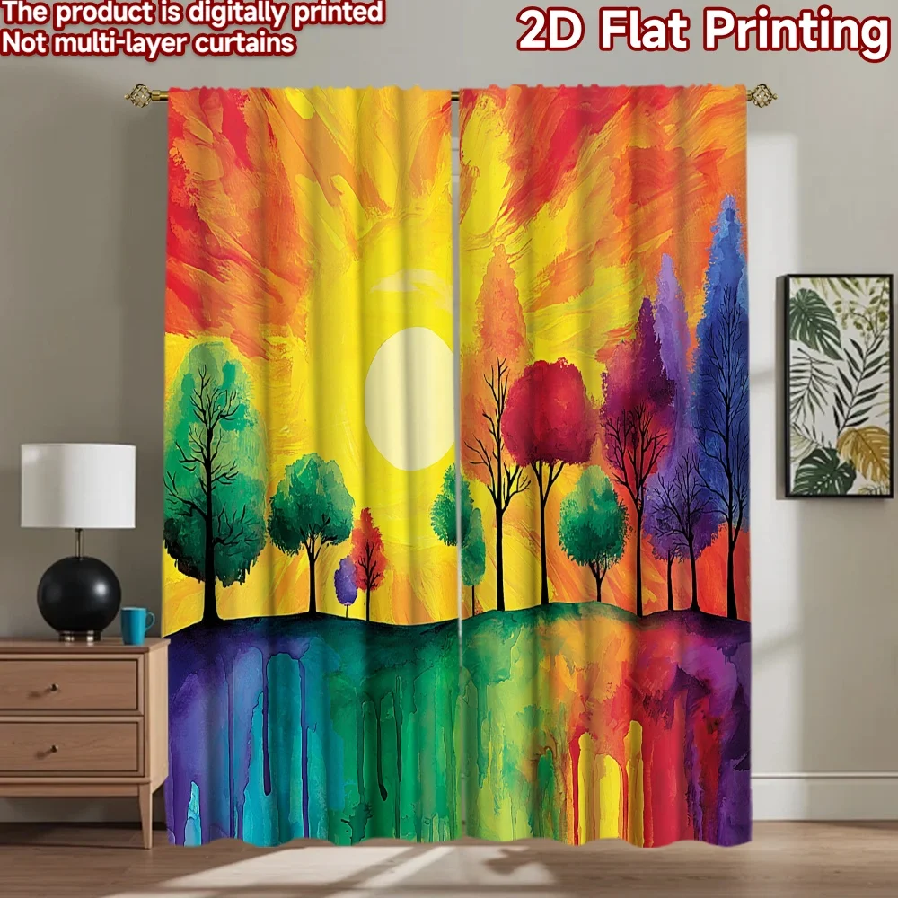 2D flat printing 2pcs Window Curtains Colorful Tree Sun Drip Digital Printed Polyester Drapes Birthday Party for living room
2D flat printing 2pcs Window Curtains Colorful Tree Sun Drip Digital Printed Polyester Drapes Birthday Party for living room