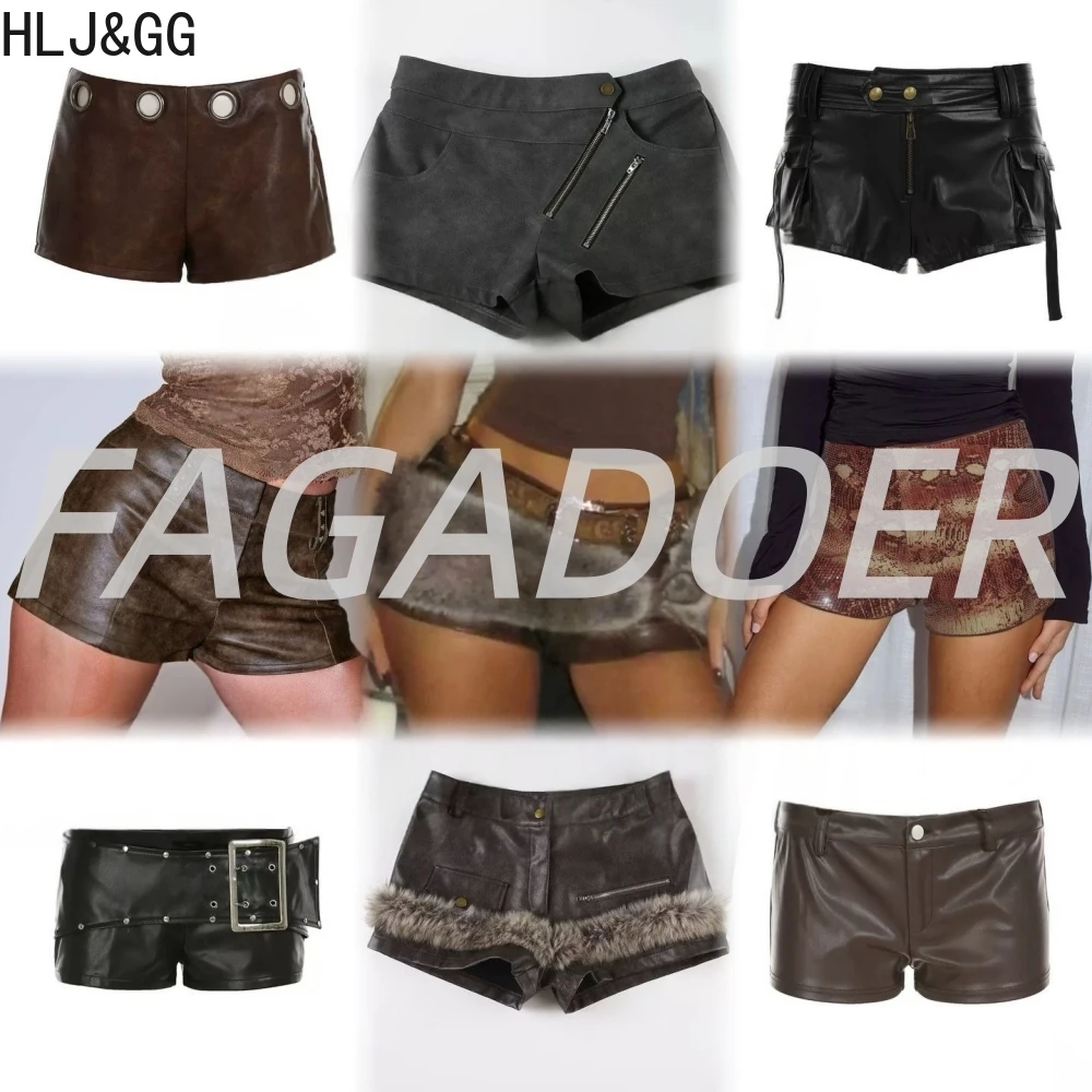 HLJ&GG Fashion Trend Leather Shorts Streetwear Women New Low Waisted Button Pocket Bottoms Y2K Hot Girl Slim Shorts Clothes 2025
HLJ&GG Fashion Trend Leather Shorts Streetwear Women New Low Waisted Button Pocket Bottoms Y2K Hot Girl Slim Shorts Clothes 2025