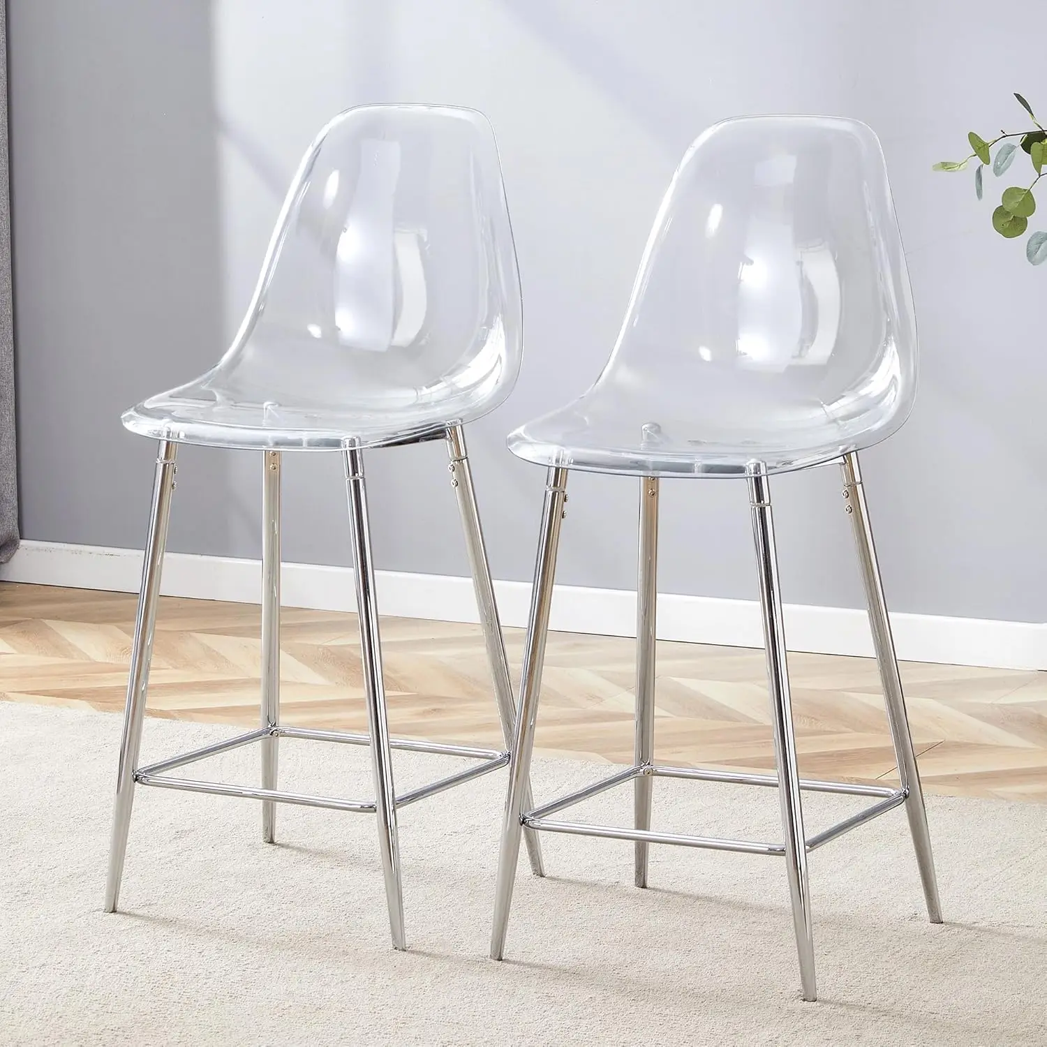 Counter Height Bar Stools Set of 2, Clear Bar Stools for Kitchen Island Set of 2, Transparent Acrylic Barstools with Metal Brack
Counter Height Bar Stools Set of 2, Clear Bar Stools for Kitchen Island Set of 2, Transparent Acrylic Barstools with Metal Brack