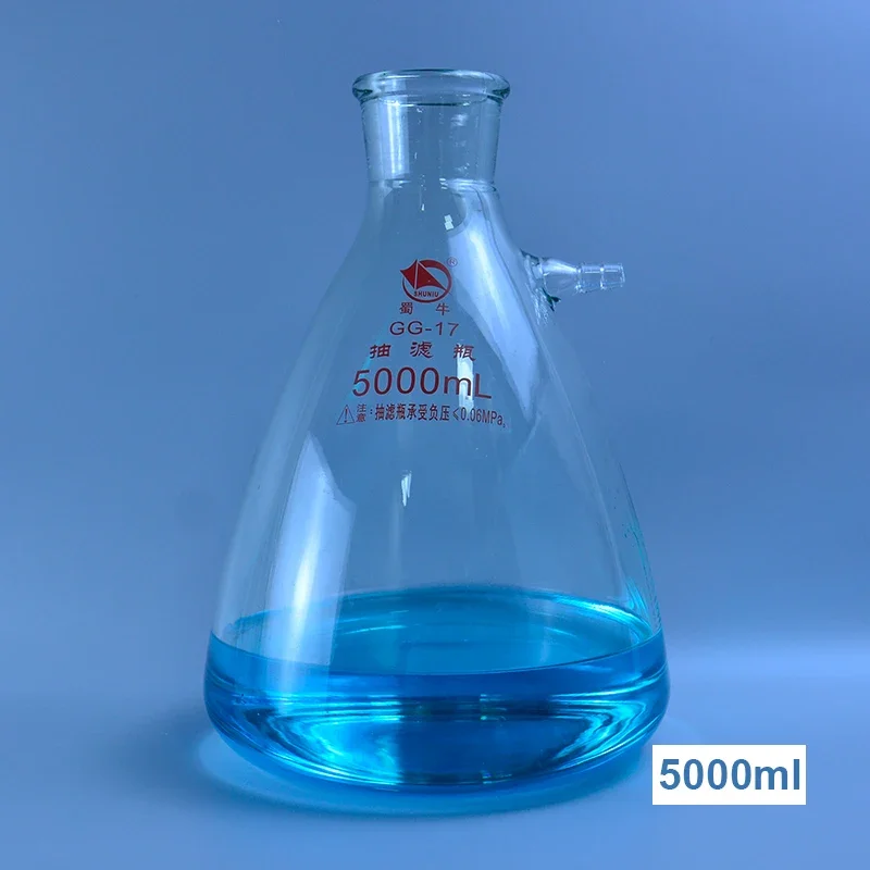 5000ml Laboratory Filter Flask with Ground Glass Vacuum Pipette and Top Mouth Filter Bottles
5000ml Laboratory Filter Flask with Ground Glass Vacuum Pipette and Top Mouth Filter Bottles