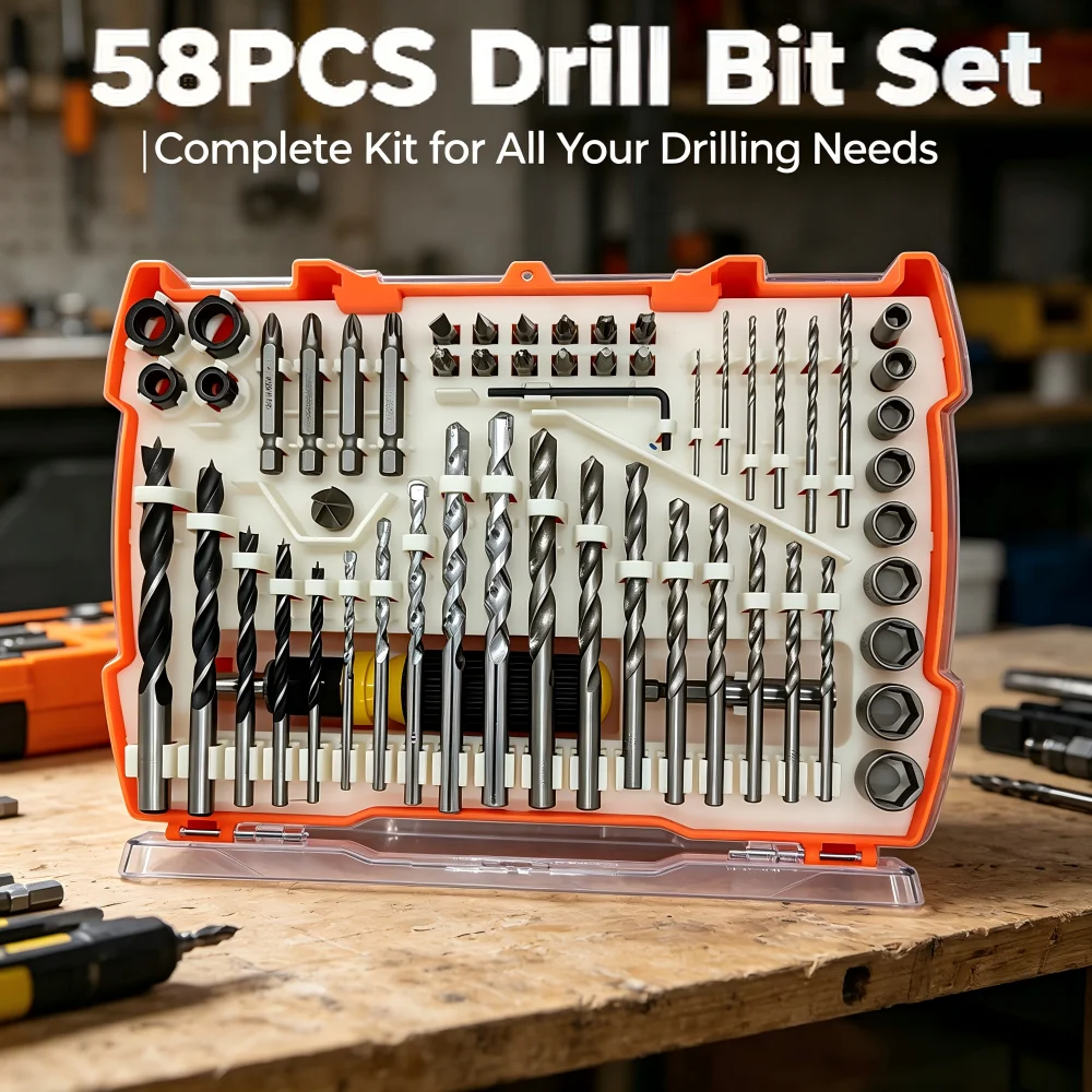 58PCS Drill & Batch Head Socket Mixed Set , Complete Woodworking & Repair Tool Kit with Organized Storage Case
58PCS Drill & Batch Head Socket Mixed Set , Complete Woodworking & Repair Tool Kit with Organized Storage Case