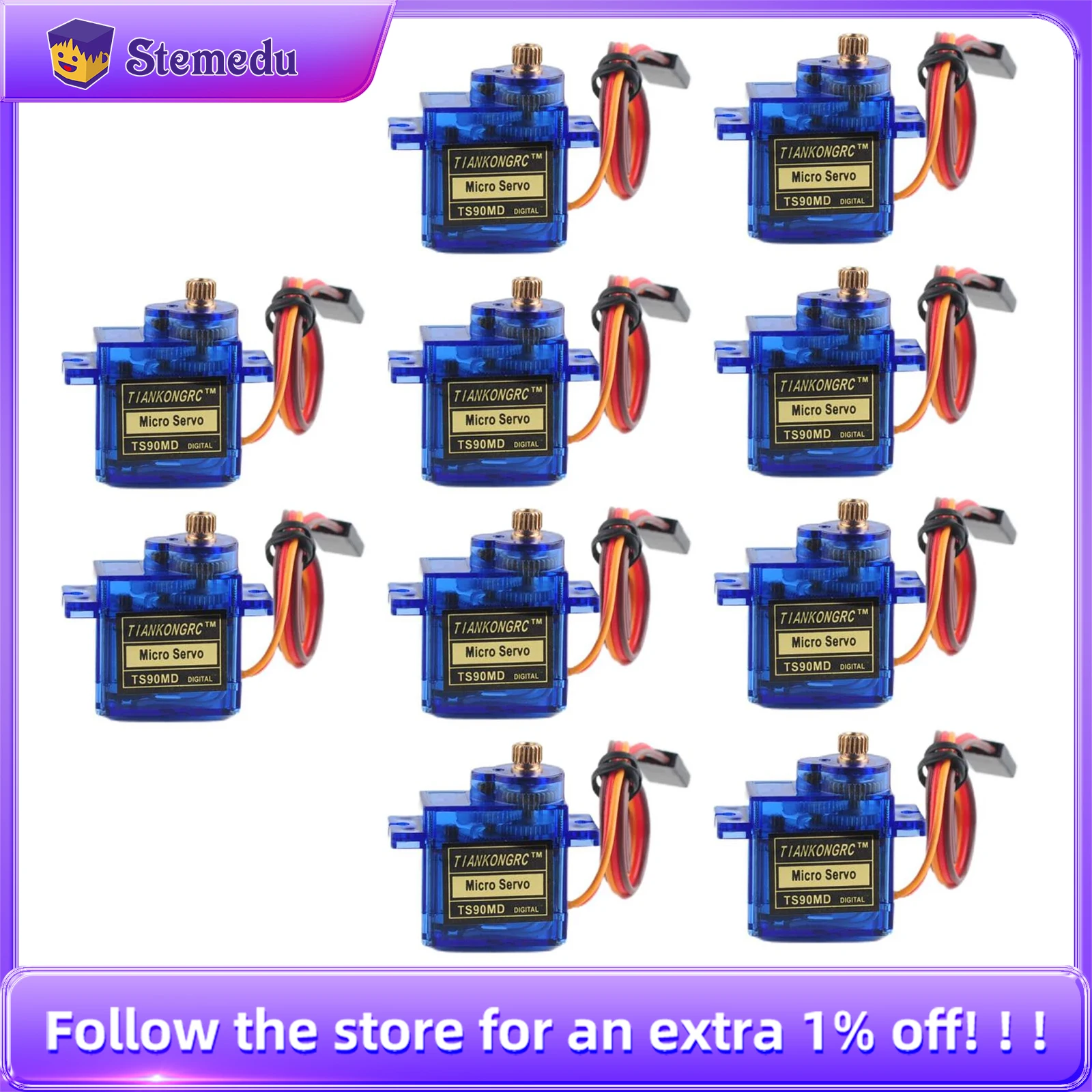 10PCS TS90MD 9g Digital Micro Servo Full Metal Gear 90/180/270/360° PWM Control for RC Robot Plane
10PCS TS90MD 9g Digital Micro Servo Full Metal Gear 90/180/270/360° PWM Control for RC Robot Plane
