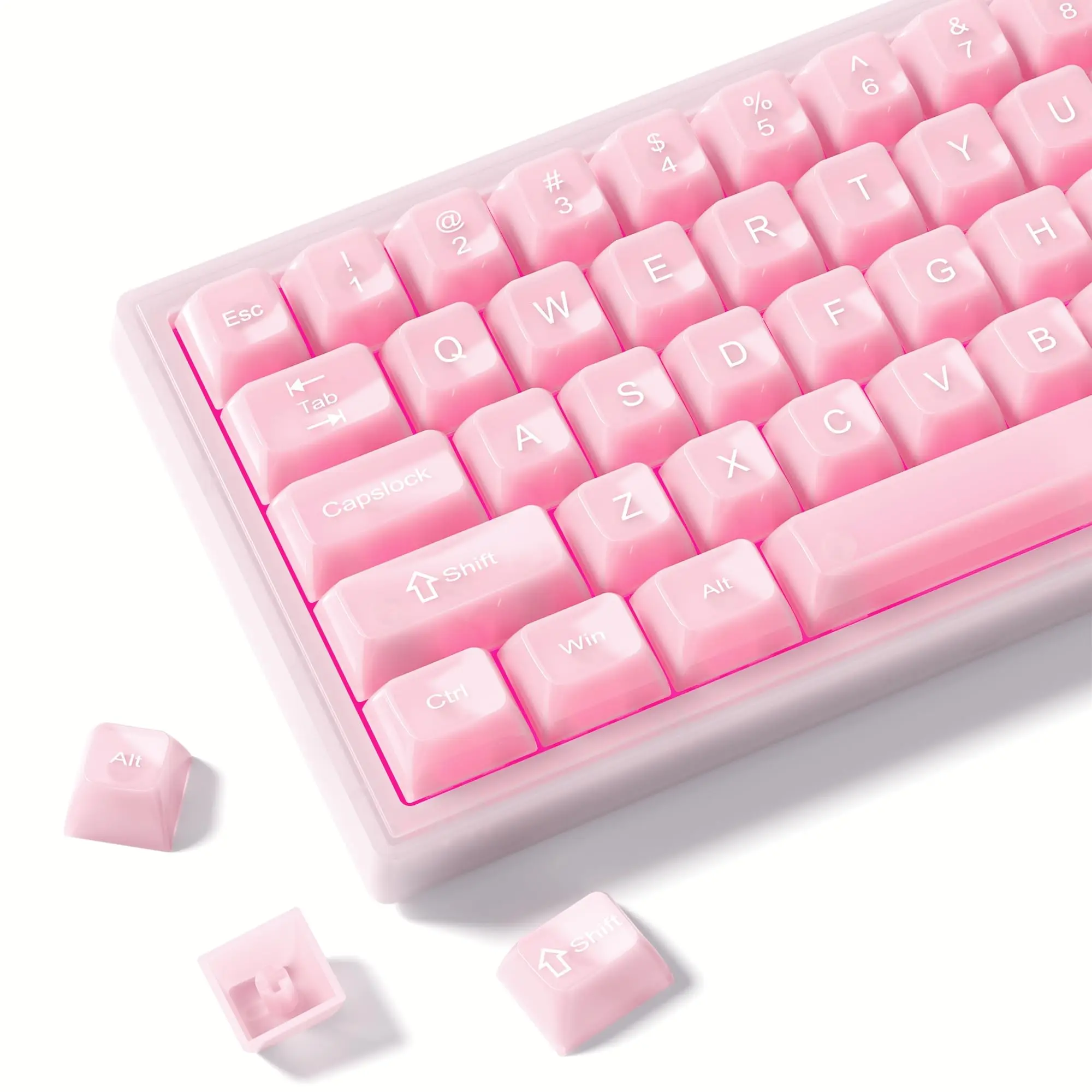 115 клавиш, розовые туманные прозрачные колпачки для клавиш Crystal PC Keycap RGB Shine Through Key cap MDA Profile для клавиатуры MX Switch
115 клавиш, розовые туманные прозрачные колпачки для клавиш Crystal PC Keycap RGB Shine Through Key cap MDA Profile для клавиатуры MX Switch