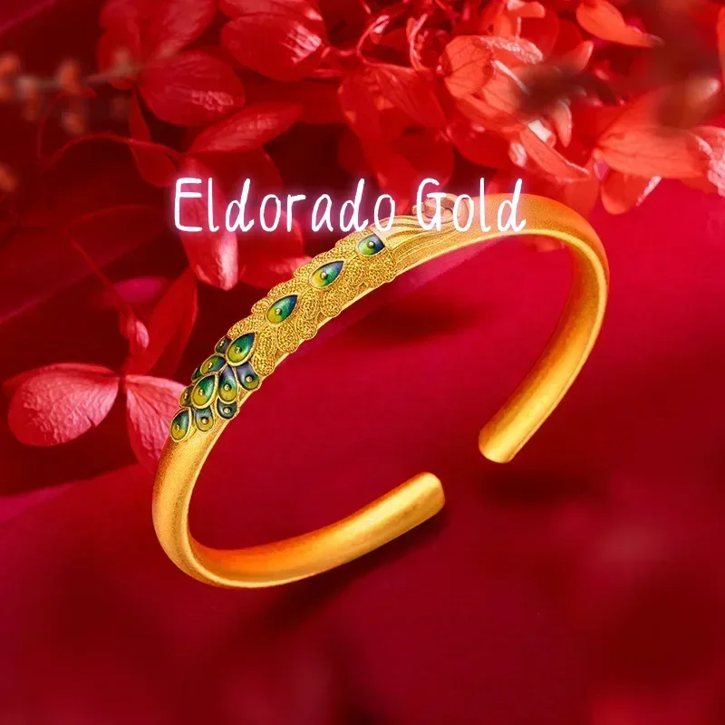 Eldorado Gold 999 real gold 24K yellow gold Women's Peacock Bracelet Ancient Style Burned Blue Enamel Vintage Ethnic Style
Eldorado Gold 999 real gold 24K yellow gold Women's Peacock Bracelet Ancient Style Burned Blue Enamel Vintage Ethnic Style