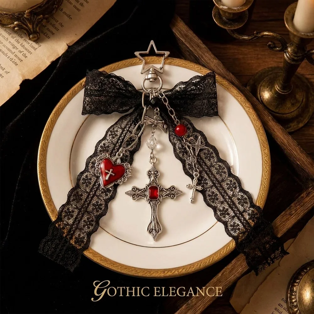 Gothic Lace Bow Phone Charm Red Crystal Cross Heart Keychain Jirai Kei Coquette Bag Charm Star Clasp Lolita Y2K Accessories
Gothic Lace Bow Phone Charm Red Crystal Cross Heart Keychain Jirai Kei Coquette Bag Charm Star Clasp Lolita Y2K Accessories