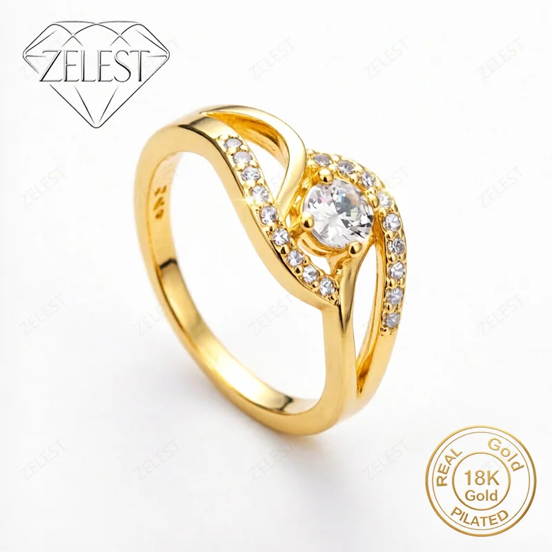 925 Silver 18K Gold Plated Luxury Twisted Zircon Ring Women Fashion Party Favor Accessories Jewelry
925 Silver 18K Gold Plated Luxury Twisted Zircon Ring Women Fashion Party Favor Accessories Jewelry