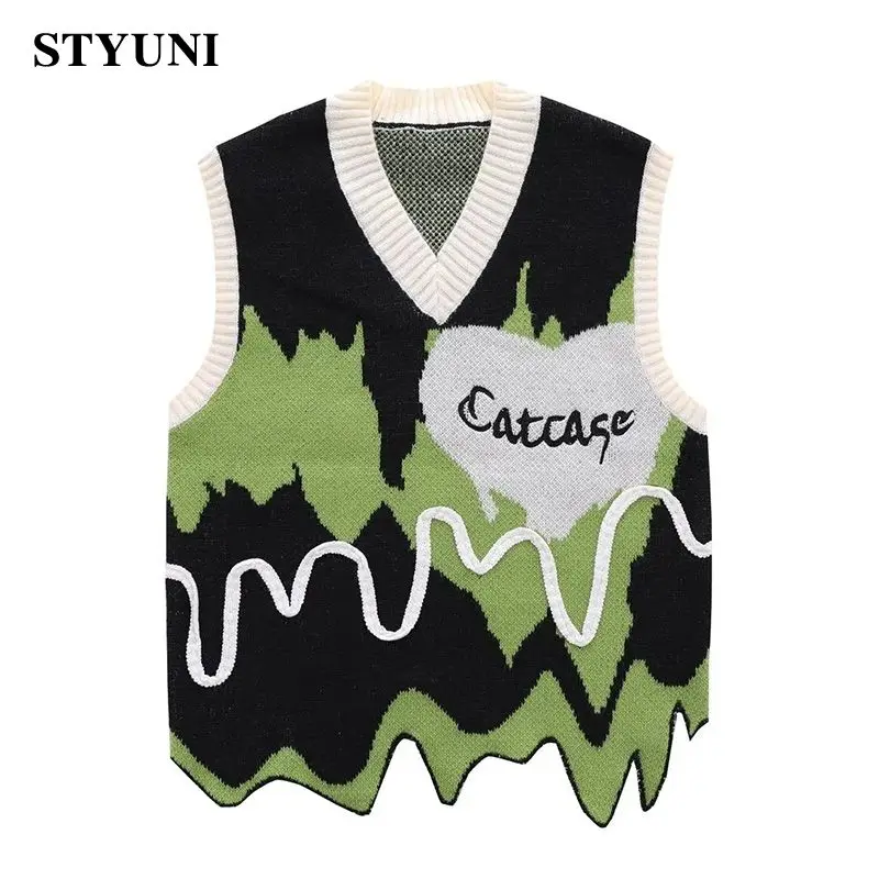 Geometric Striped Irregular V-Neck Vintage Sleeveless Pullover Women's Vest Korean Fashion Sweater Autumn Winter Female Tops
Geometric Striped Irregular V-Neck Vintage Sleeveless Pullover Women's Vest Korean Fashion Sweater Autumn Winter Female Tops