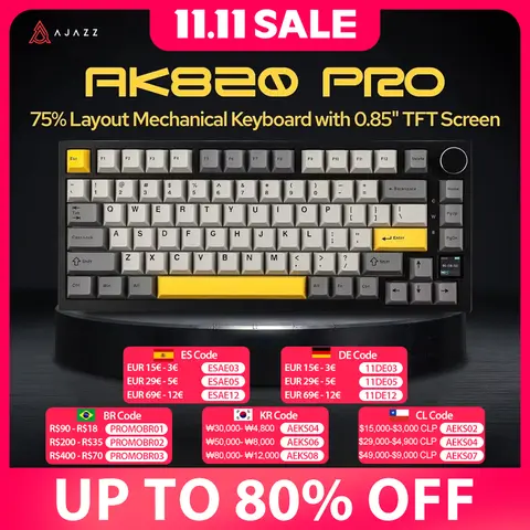 Ajazz AK820/AK820Pro Gaming Mechanical Keyboard Bluetooth 5.1/Wireless/C-Wired Customized Keyboard with Knob Hot Swapping Gasket