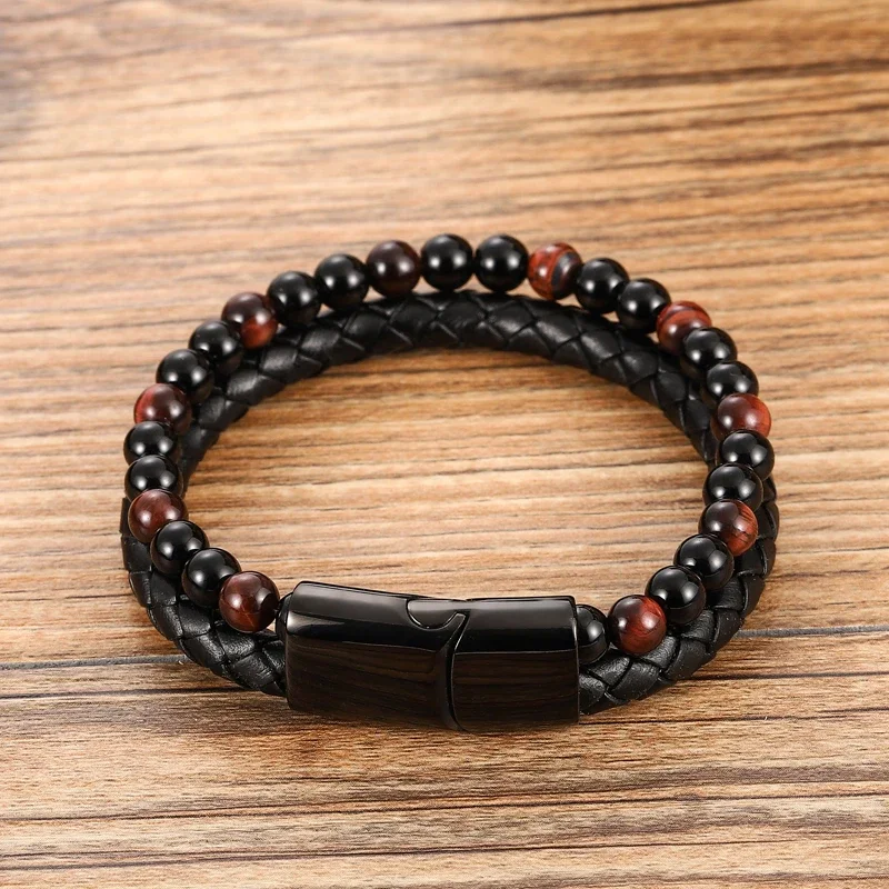 Charm Men Bracelet Rope Stainless Steel Magnetic Natural Stone Leather Beaded Braclet Volcanic Stone bracelet bangles Chain Gift
Charm Men Bracelet Rope Stainless Steel Magnetic Natural Stone Leather Beaded Braclet Volcanic Stone bracelet bangles Chain Gift
