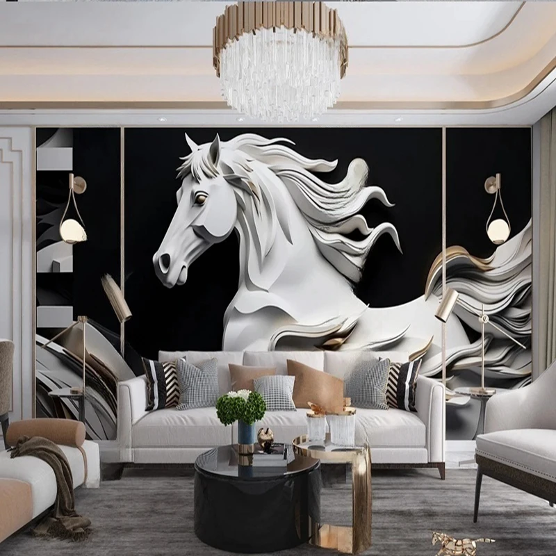Custom Any Size 3D Stereo Mural Wallpaper Animal White Horse Wall Painting Modern Bedroom Living Room Home Decoration Background
Custom Any Size 3D Stereo Mural Wallpaper Animal White Horse Wall Painting Modern Bedroom Living Room Home Decoration Background