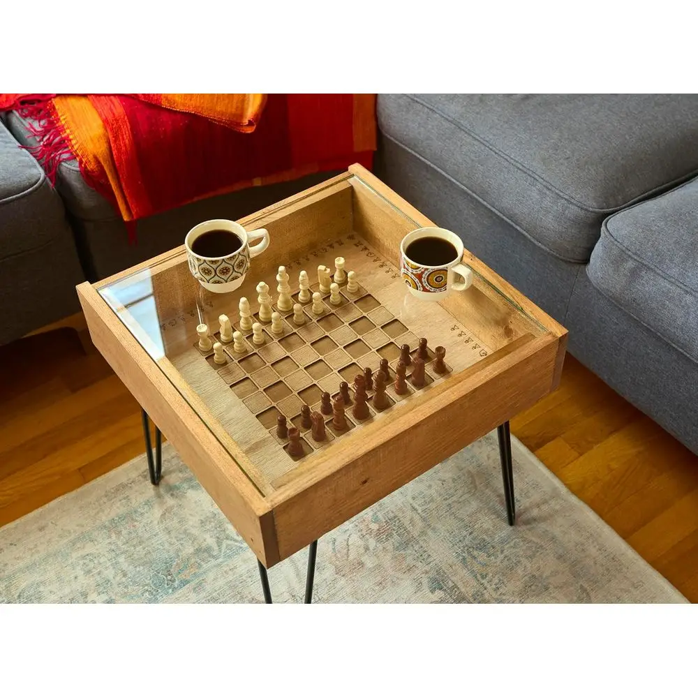 Handcrafted Checker Coffee/End Table with Detachable Glass Top and Complete Checker Set
Handcrafted Checker Coffee/End Table with Detachable Glass Top and Complete Checker Set