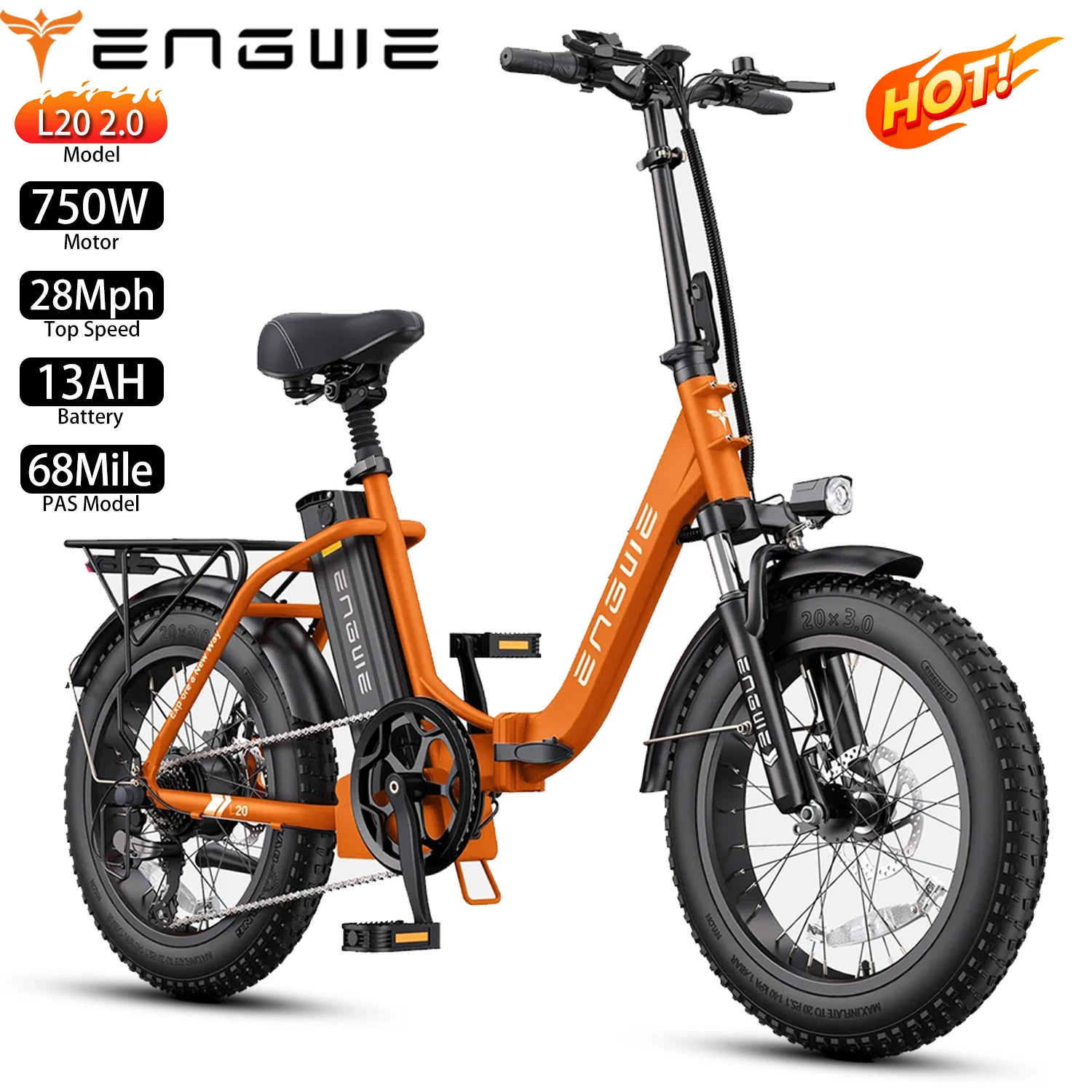 Step-Thru Utility Electric Bike ENGWE 20" 750W Motor CIty E-Bike Top Speed 28Mph 52V 13AH Range 68KM Load 264Ibs 7 SPeed New
Step-Thru Utility Electric Bike ENGWE 20" 750W Motor CIty E-Bike Top Speed 28Mph 52V 13AH Range 68KM Load 264Ibs 7 SPeed New