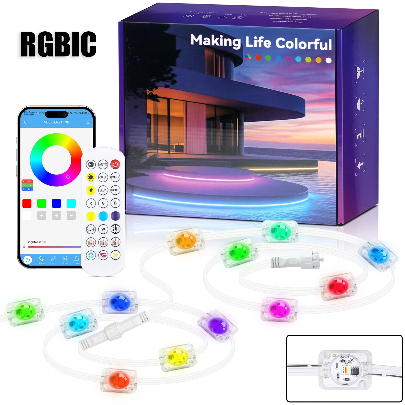 DC 24V RGBIC WS2811 LED Fairy String Light IP67 Waterproof Outdoor Party Garden Light Bluetooth APP Dream Color LED Strip
DC 24V RGBIC WS2811 LED Fairy String Light IP67 Waterproof Outdoor Party Garden Light Bluetooth APP Dream Color LED Strip