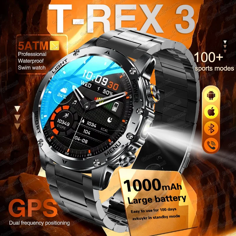 New Military Sports Smart Watch 1000Mah Battery GPS Fitness Watches 5ATM Waterproof Tactics Flashlight Call AMOLED Bracelet Men
New Military Sports Smart Watch 1000Mah Battery GPS Fitness Watches 5ATM Waterproof Tactics Flashlight Call AMOLED Bracelet Men