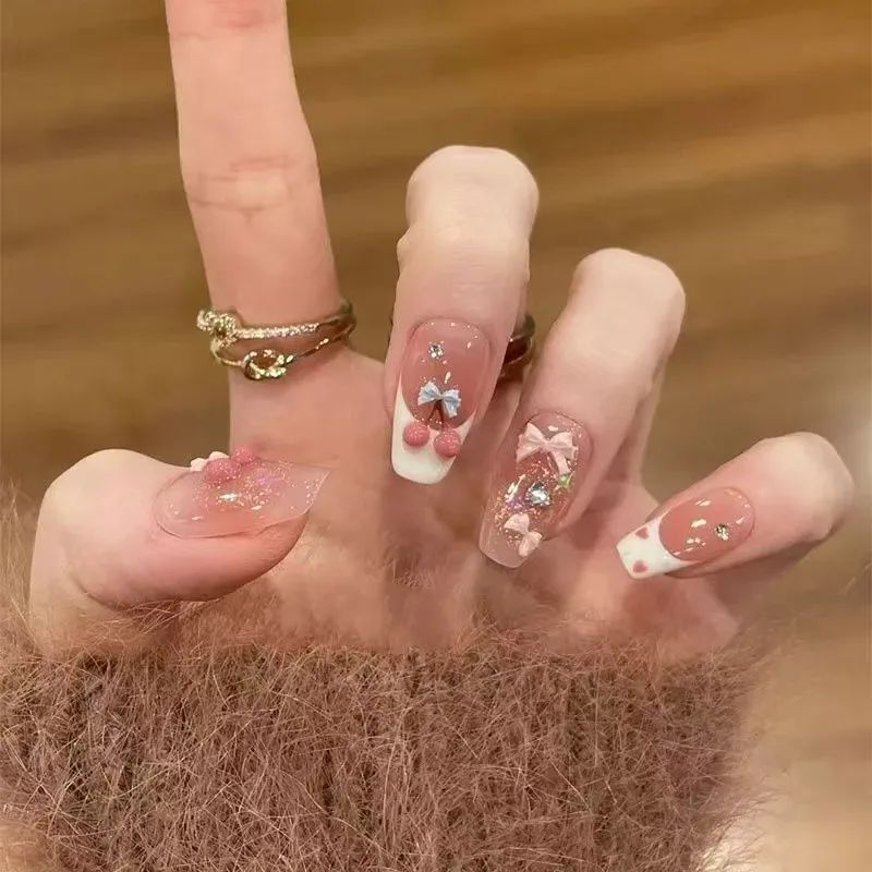 10Pcs Handmade 3D Cherry Press on Nails French Bowknot Fake Nails Love Wearable Stick-on Nails Full Cover False Nail Postizas
10Pcs Handmade 3D Cherry Press on Nails French Bowknot Fake Nails Love Wearable Stick-on Nails Full Cover False Nail Postizas