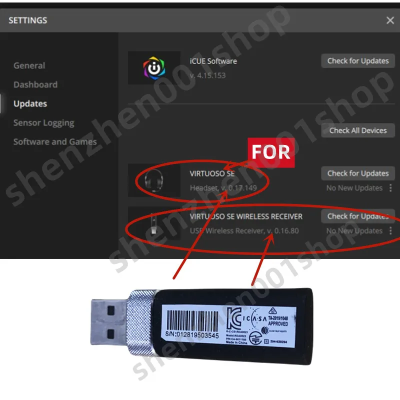 The use receiver adapter dongle of firmware V.0.16.80 for virtuoso se black wireless headse firmware of V.0.17.149
The use receiver adapter dongle of firmware V.0.16.80 for virtuoso se black wireless headse firmware of V.0.17.149