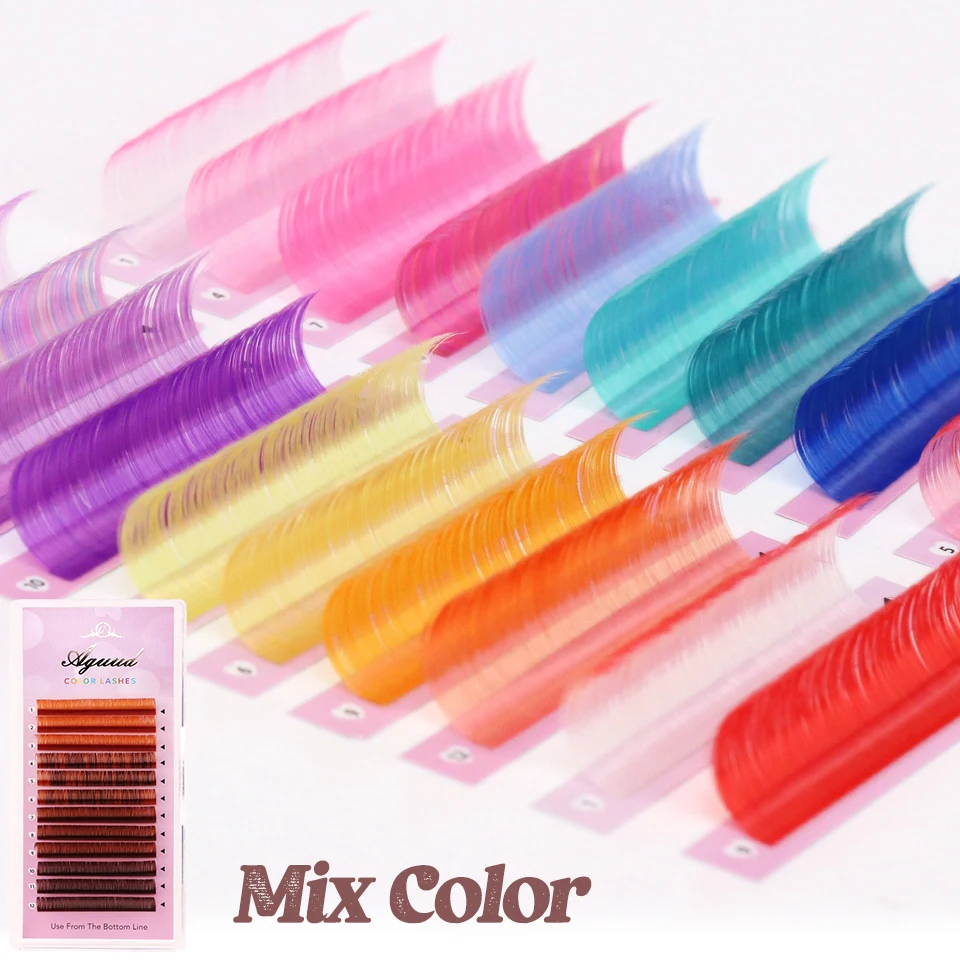 AGUUD Pink Purple Blue Brown Colorful Individual Eyelash Extension Mix Color Rainbow Faux Mink Lashes Yellow Russian Volume Lash
AGUUD Pink Purple Blue Brown Colorful Individual Eyelash Extension Mix Color Rainbow Faux Mink Lashes Yellow Russian Volume Lash