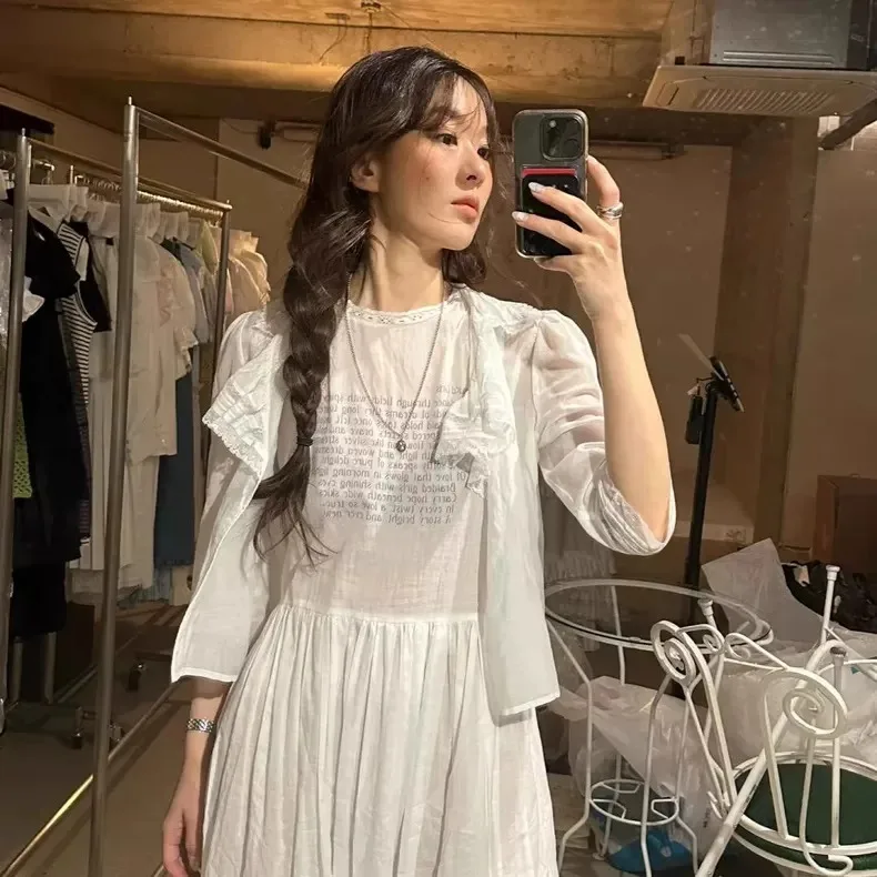 Flir Summer 2025 Lace Trim Loose Fit Sun Protection irt mid Sve Transparent Thin Cotton Casual Sle Women's Top
Flir Summer 2025 Lace Trim Loose Fit Sun Protection irt mid Sve Transparent Thin Cotton Casual Sle Women's Top