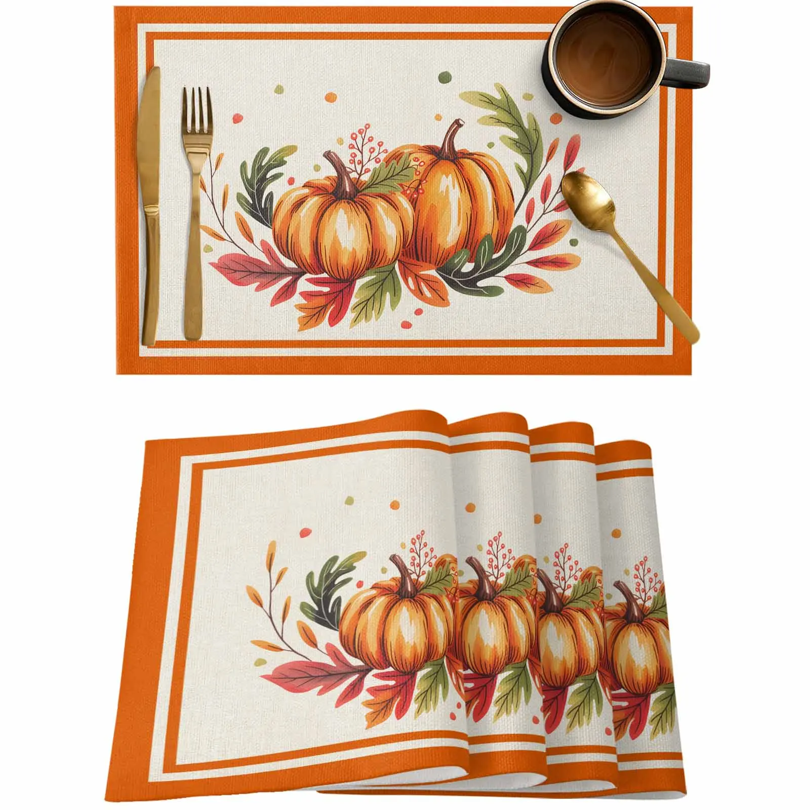 4/6 Pcs Vintage Fall Pumpkin Wreath Placemat Wedding Party Dining Decor Linen Table Mat Kitchen Accessories
4/6 Pcs Vintage Fall Pumpkin Wreath Placemat Wedding Party Dining Decor Linen Table Mat Kitchen Accessories
