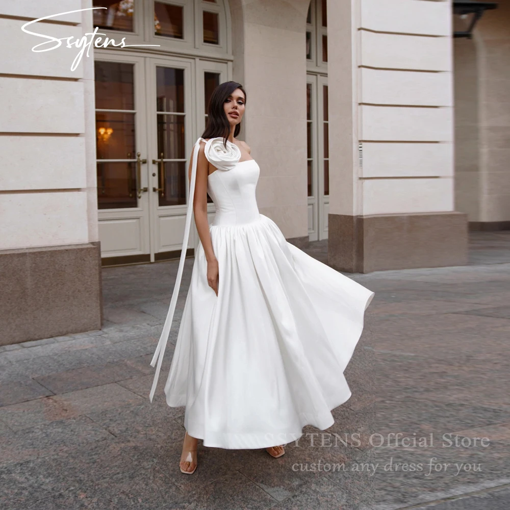 SSYTENS Elegant Ankle Length Wedding Dresses Bridemaid Simple White Bride Dress Bespoke Flower Strapless Civil Bridal Gowns
SSYTENS Elegant Ankle Length Wedding Dresses Bridemaid Simple White Bride Dress Bespoke Flower Strapless Civil Bridal Gowns